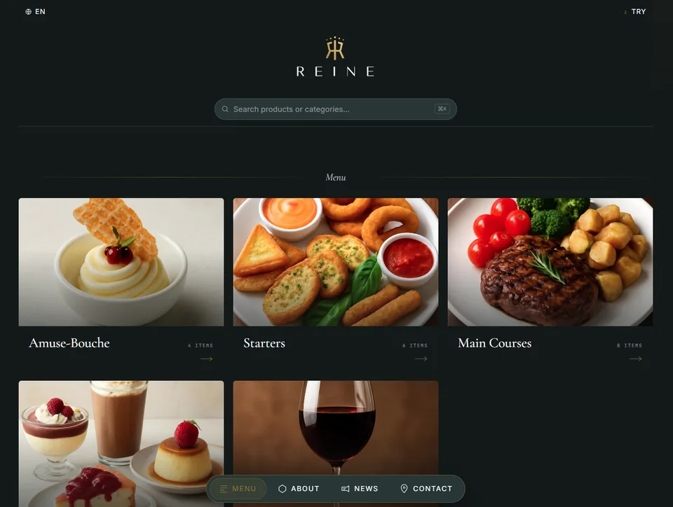 REINE sample digital menu
